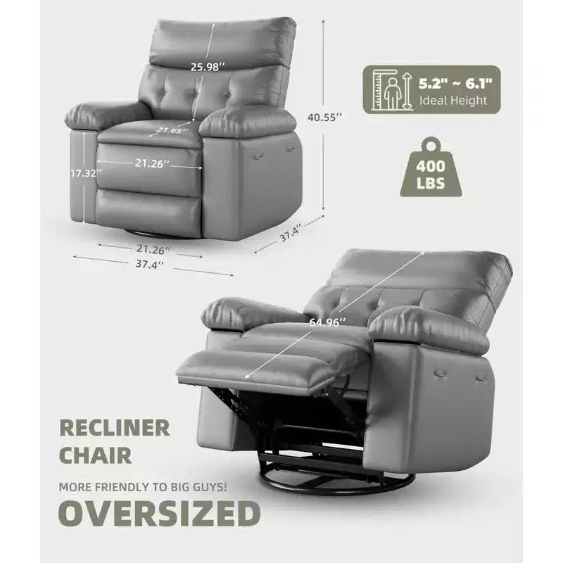 Oversized Swivel Rocking Recliner Chair with Massage and Heat, Remote Control Lazy Chair for Adults, Ergonomic Recliner for Living Room, Bedroom