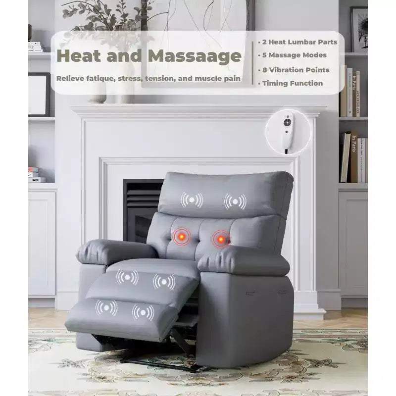 Oversized Swivel Rocking Recliner Chair with Massage and Heat, Remote Control Lazy Chair for Adults, Ergonomic Recliner for Living Room, Bedroom