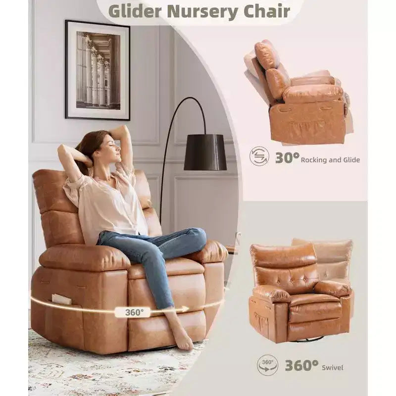 Oversized Swivel Rocking Recliner Chair with Massage and Heat, Remote Control Lazy Chair for Adults, Ergonomic Recliner for Living Room, Bedroom