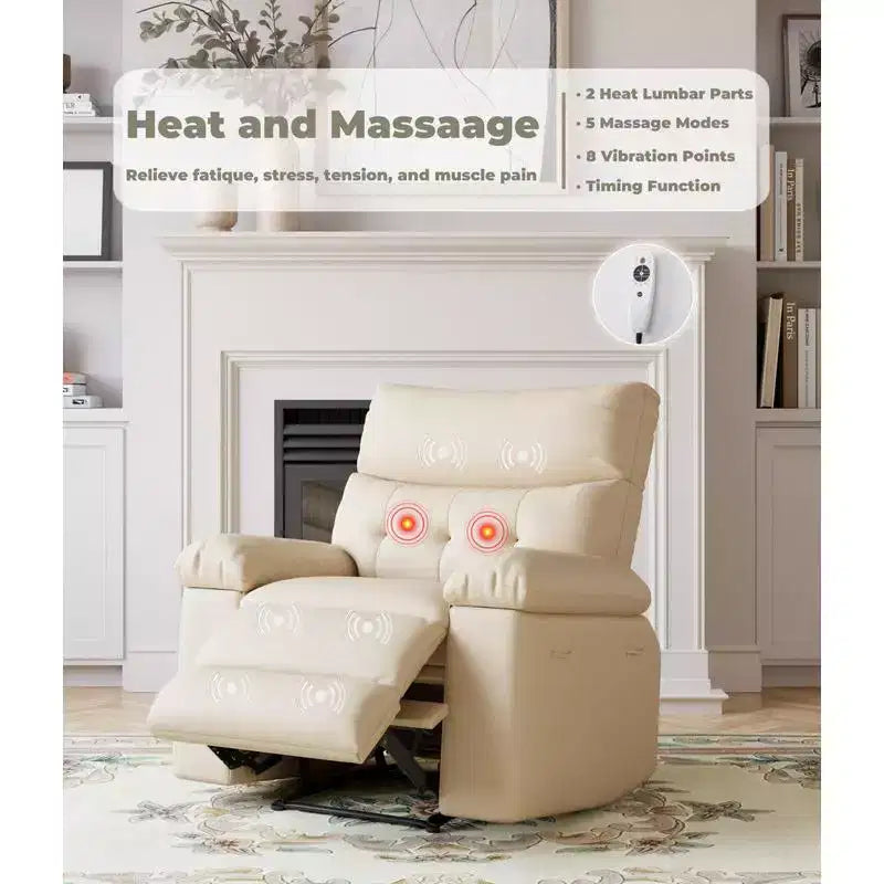 Oversized Swivel Rocking Recliner Chair with Massage and Heat, Remote Control Lazy Chair for Adults, Ergonomic Recliner for Living Room, Bedroom
