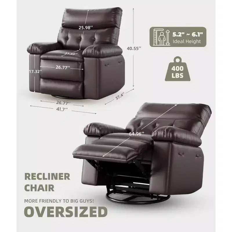 Oversized Swivel Rocking Recliner Chair with Massage and Heat, Remote Control Lazy Chair for Adults, Ergonomic Recliner for Living Room, Bedroom