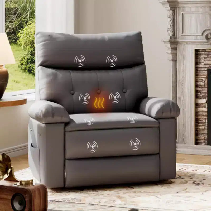 Fauteuil inclinable, pivotant et berçant surdimensionné avec massage et chauffage, fauteuil paresseux avec télécommande pour adultes, fauteuil inclinable ergonomique pour salon, chambre à coucher