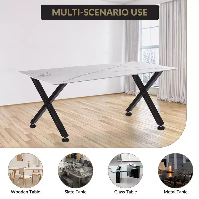 Garvee Metal Coffee Table Legs, Heavy Duty X-Shaped Table Legs with Adjustable Feet for Dining Table, Workbench, Set of 2, Black