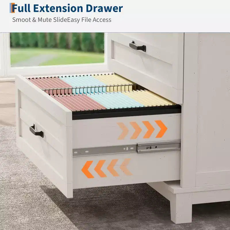 Lateral File Cabinet with 2 Deeper Drawers, Farmhouse Wooden Large Filing Storage Cabinet w/Hanging for Legal/Letter/A4 Size, Thick Tabletop