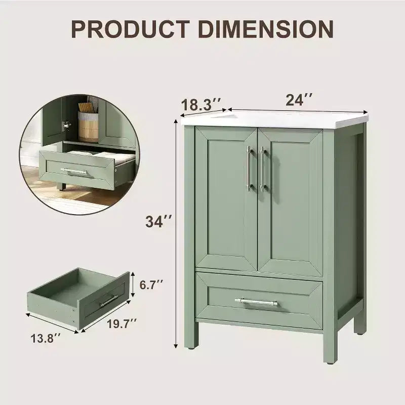 30 Freestanding Wood Bathroom Vanity with Sink, Soft-Closing Door & Metal Handle. Modern Storage for Small Spaces, Natural Wood
