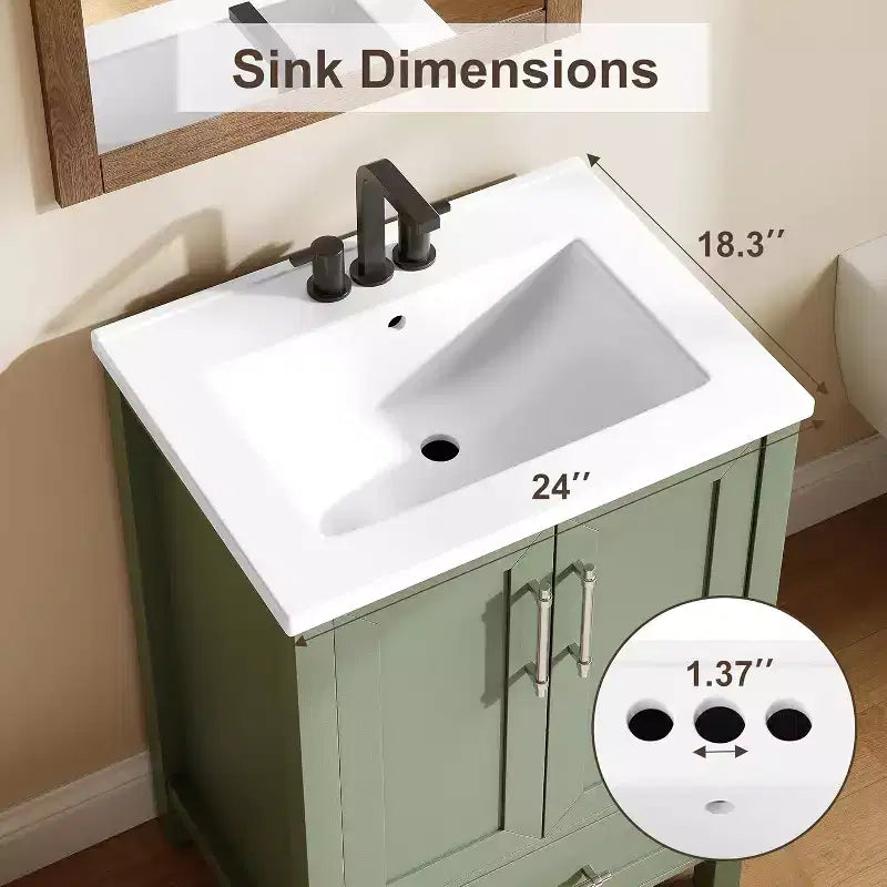 30 Freestanding Wood Bathroom Vanity with Sink, Soft-Closing Door & Metal Handle. Modern Storage for Small Spaces, Natural Wood