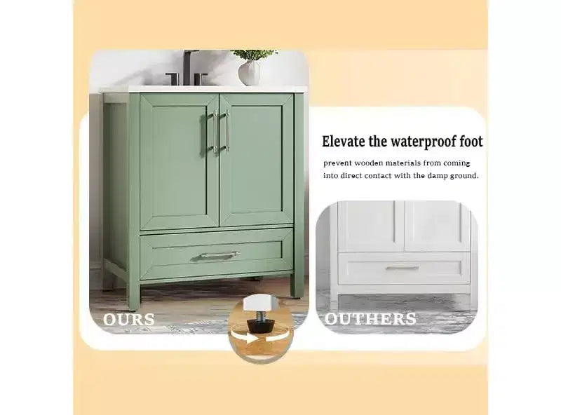 30 Freestanding Wood Bathroom Vanity with Sink, Soft-Closing Door & Metal Handle. Modern Storage for Small Spaces, Natural Wood