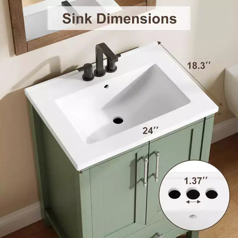 30 Freestanding Wood Bathroom Vanity with Sink, Soft-Closing Door & Metal Handle. Modern Storage for Small Spaces, Natural Wood