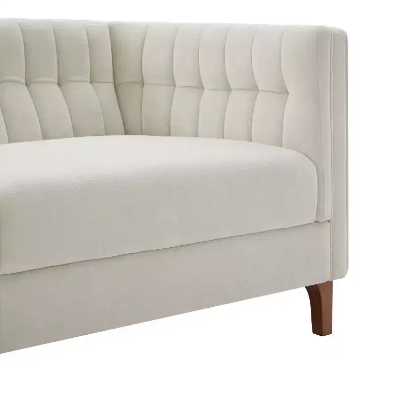 Christopher Knight Home Panadda Modern 76 3-Seater Wooden Chenille Upholstered Sofa with Channel Tufted Backrest
