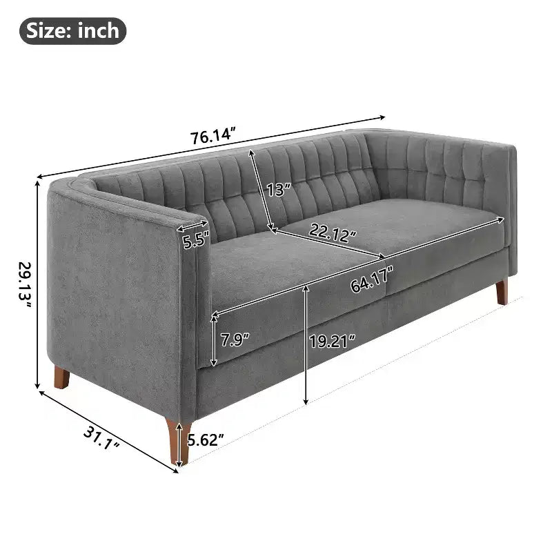 Christopher Knight Home Panadda Modern 76 3-Seater Wooden Chenille Upholstered Sofa with Channel Tufted Backrest