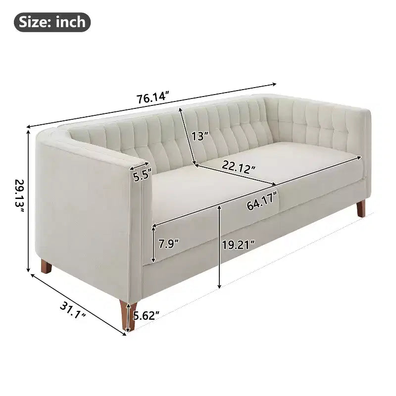 Christopher Knight Home Panadda Modern 76 3-Seater Wooden Chenille Upholstered Sofa with Channel Tufted Backrest