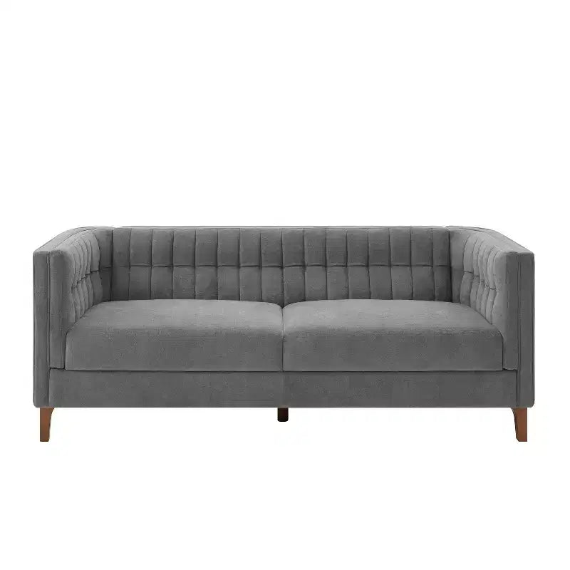 Christopher Knight Home Panadda Modern 76 3-Seater Wooden Chenille Upholstered Sofa with Channel Tufted Backrest