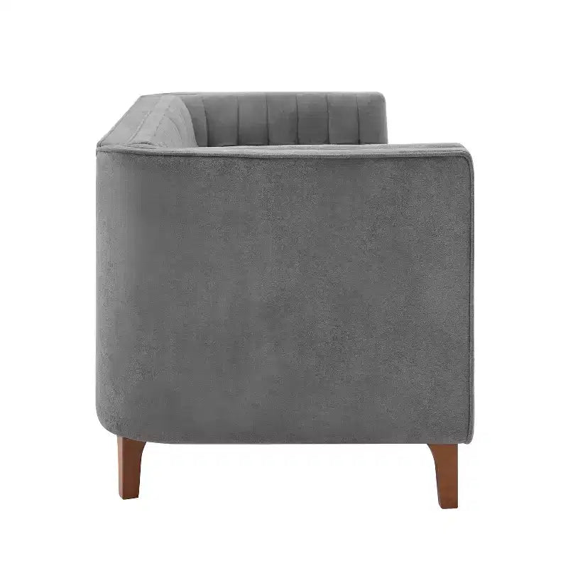 Christopher Knight Home Panadda Modern 76 3-Seater Wooden Chenille Upholstered Sofa with Channel Tufted Backrest