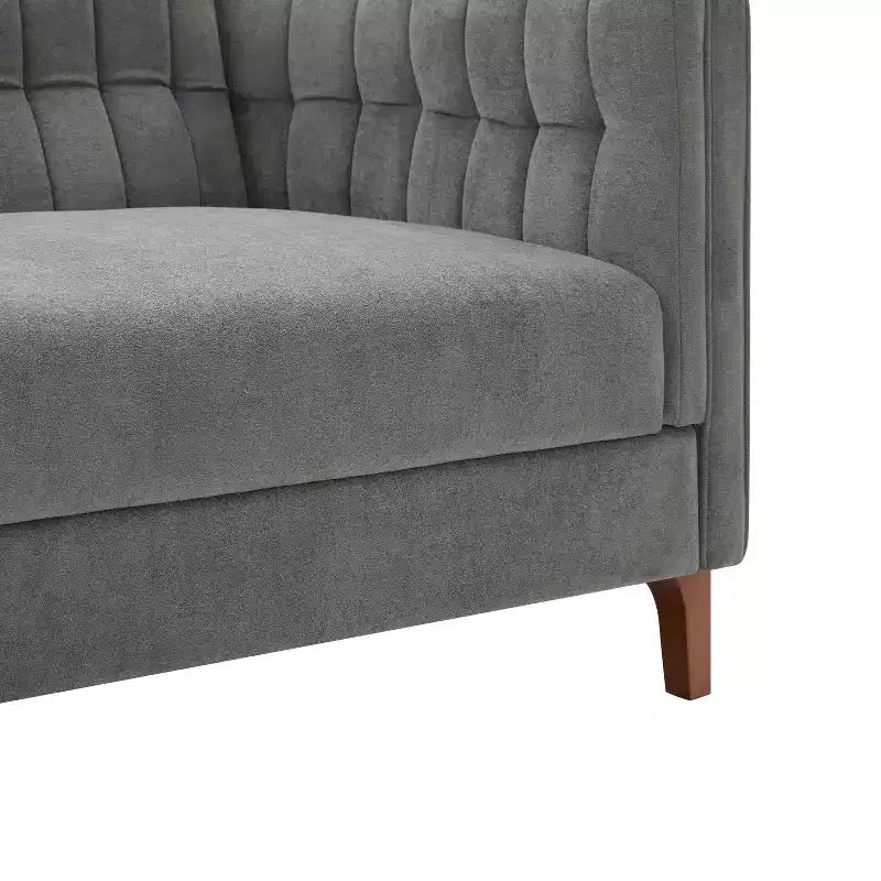 Christopher Knight Home Panadda Modern 76 3-Seater Wooden Chenille Upholstered Sofa with Channel Tufted Backrest