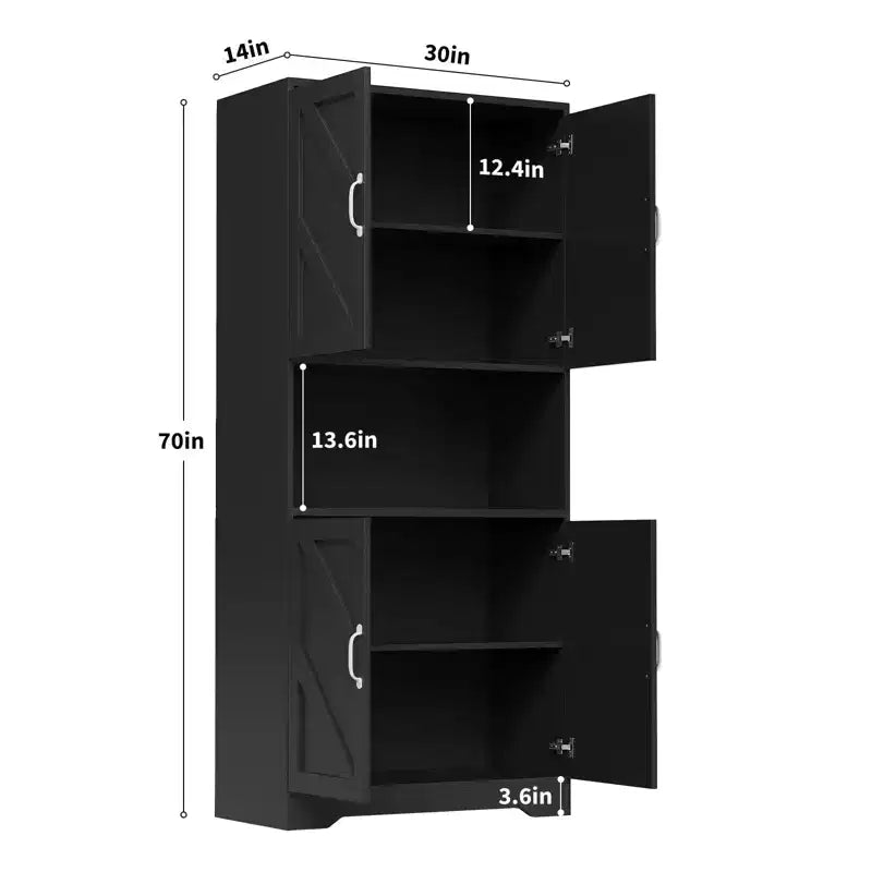 Kitchen Pantry Cabinet with Sliding Barn Doors & Adjustable Shelves - Freestanding Storage for Dining Room & Living Room