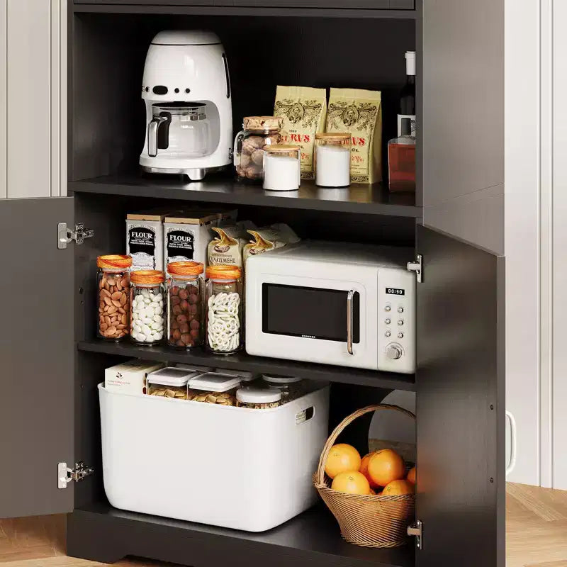 Kitchen Pantry Cabinet with Sliding Barn Doors & Adjustable Shelves - Freestanding Storage for Dining Room & Living Room
