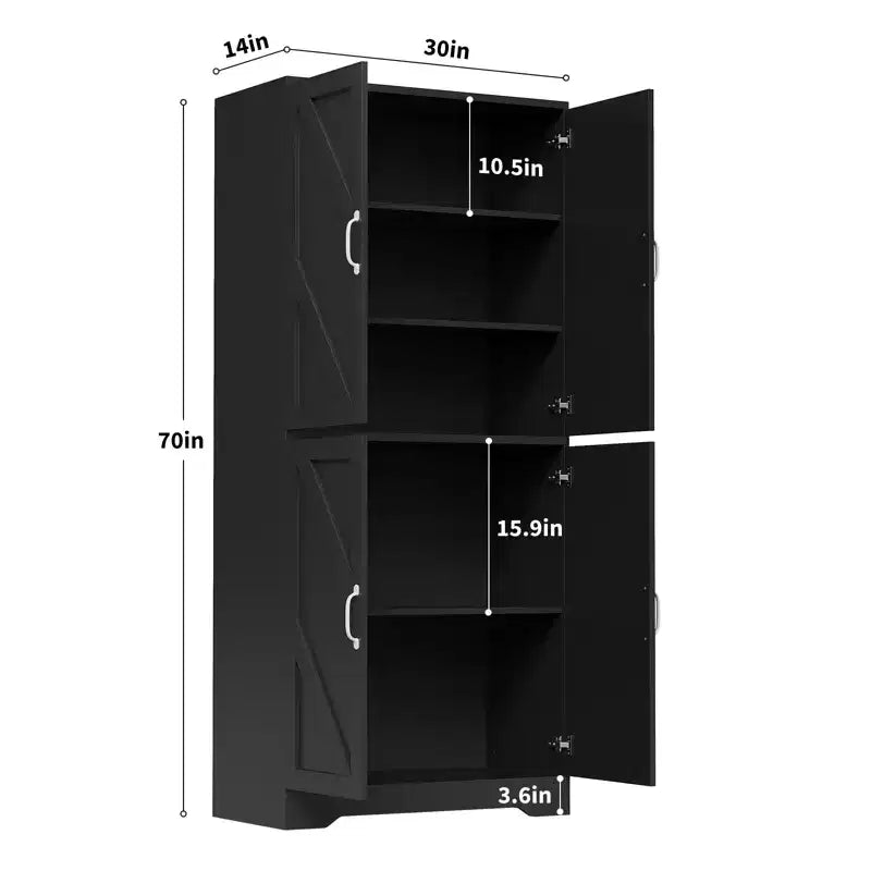 Kitchen Pantry Cabinet with Sliding Barn Doors & Adjustable Shelves - Freestanding Storage for Dining Room & Living Room