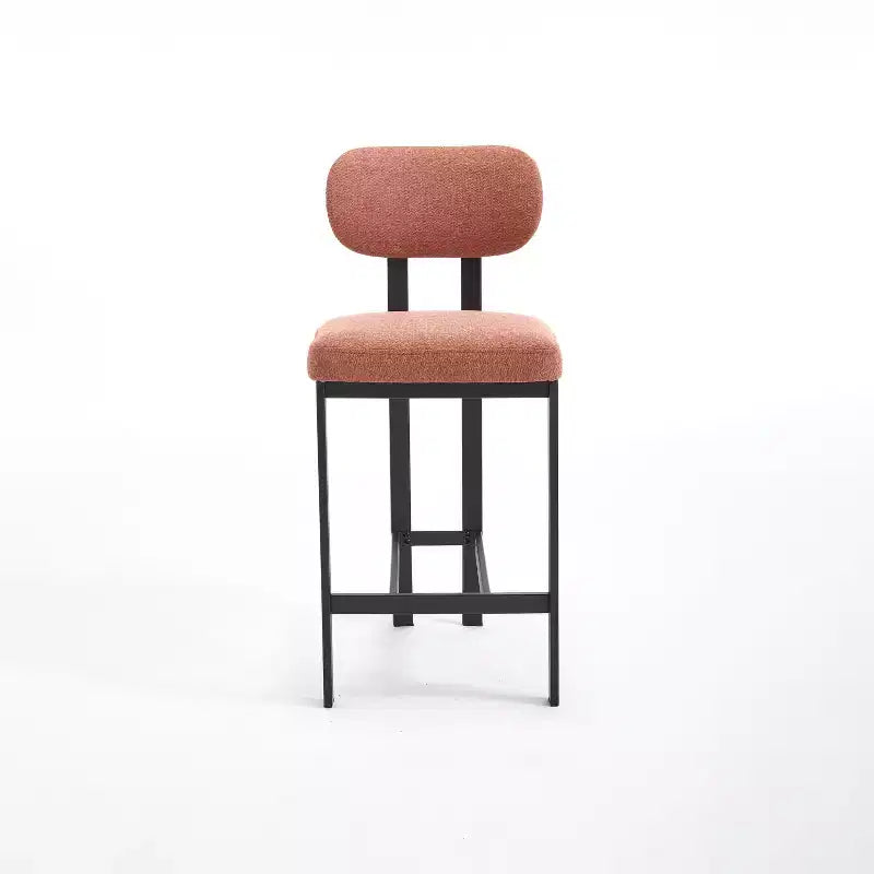 HomeRoots Set of Two 26 Orange and Black Fabric and Metal Counter Height Bar Chairs