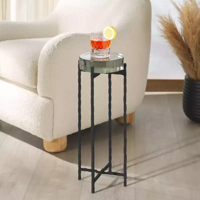 Kathaleen Cast Glass Drink Table - SFV7906 - Black/Clear - Safavieh Couture