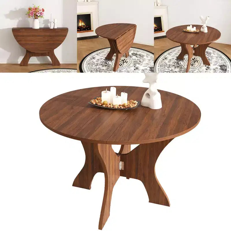 GDFStudio Mira Modern 43-Inch Folding Wood Round Dining Table