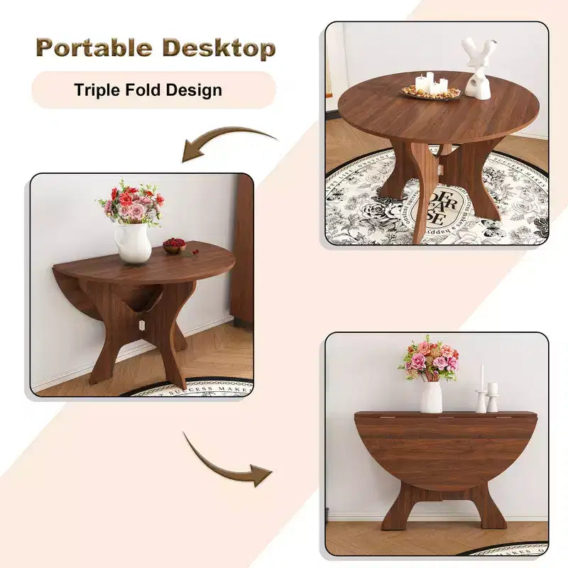 GDFStudio Mira Modern 43-Inch Folding Wood Round Dining Table
