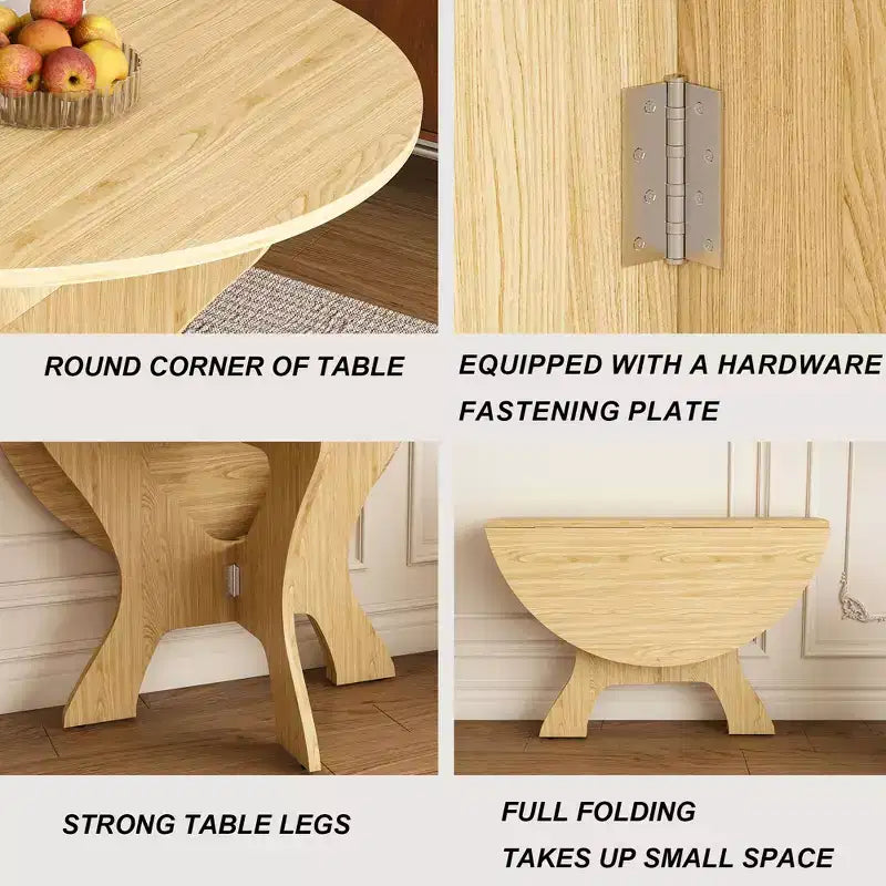 GDFStudio Mira Modern 43-Inch Folding Wood Round Dining Table