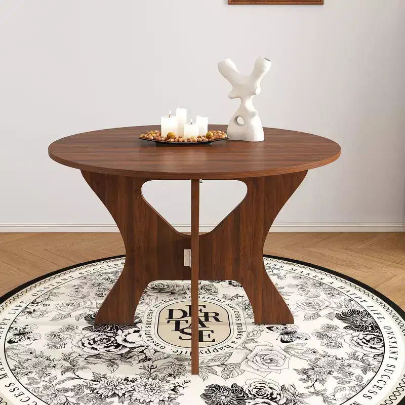 GDFStudio Mira Table à manger ronde pliante en bois de 43 pouces de style moderne