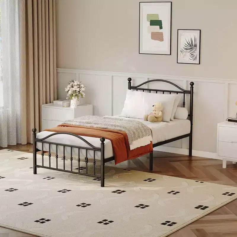Sturdy Metal Platform Bed Frame with Headboard, Durable Mattress Foundation Noise-Free Easy Assembly for Bedroom