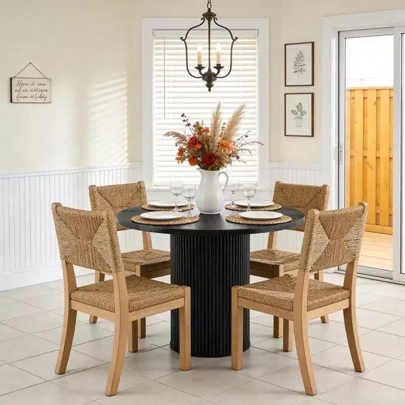 GDFStudio Myrna 42 Wooden Round Pedestal Dining Table