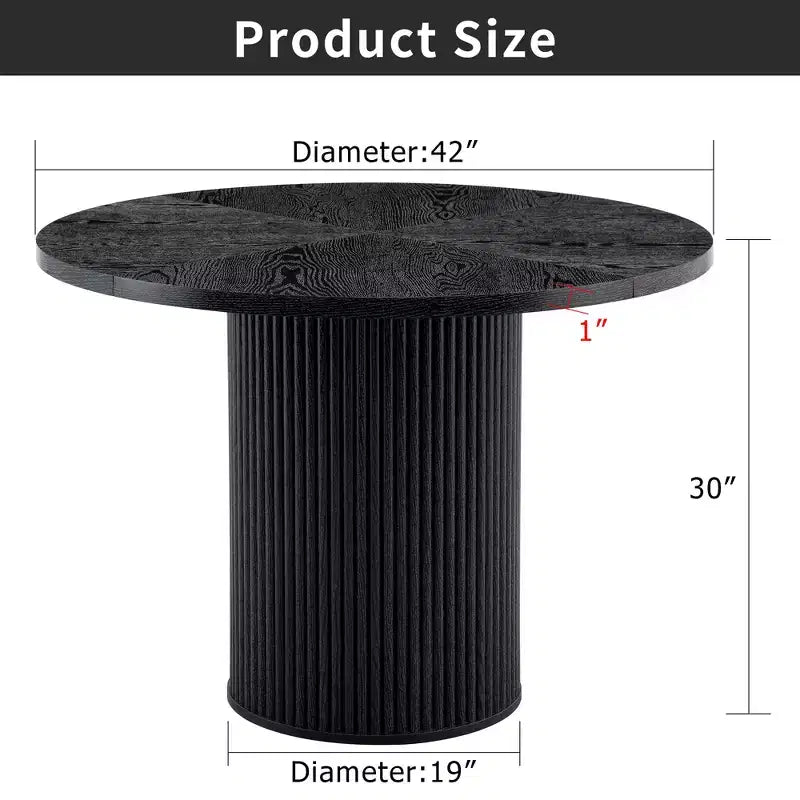GDFStudio Myrna 42 Wooden Round Pedestal Dining Table