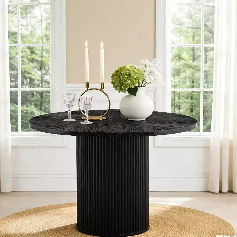 GDFStudio Myrna 42 Wooden Round Pedestal Dining Table