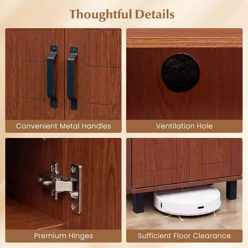 Costway 5-Tier Shoe Storage Cabinet with 2 Doors, Removable Shelves & Ventilation Hole Brown/Natural Oak
