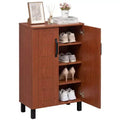 Costway 5-Tier Shoe Storage Cabinet with 2 Doors, Removable Shelves & Ventilation Hole Brown/Natural Oak