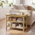 Costway Shoe Rack Bench,3-Tier Rubberwood Freestanding Shoe Changing Bench with Slat Shelve