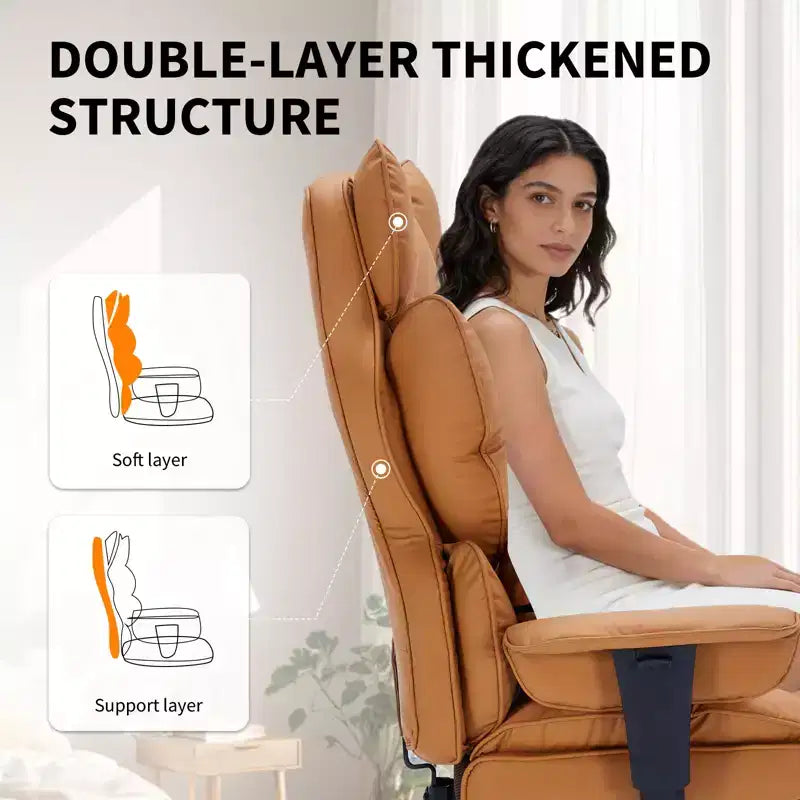 Ergonomic High-Back Office Chair with Adjustable Footrest, Comfortable Lumbar Support, for Home, Office
