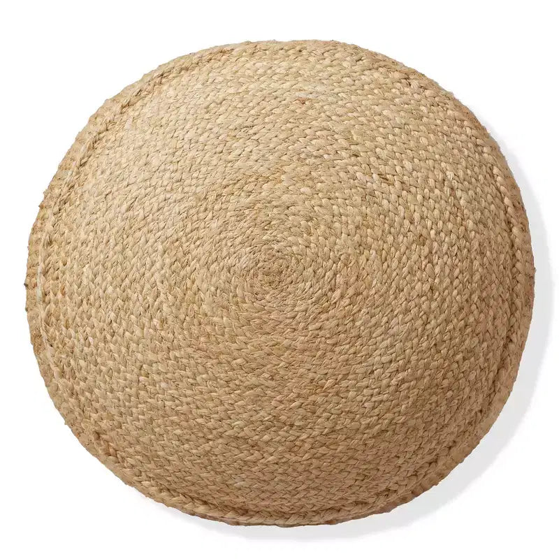 Casafield Braided Jute Pouf, 22 W x 22 D x 14 H Woven Jute Ottoman Footrest, Decorative Indoor Boho Home Accent for Living Room