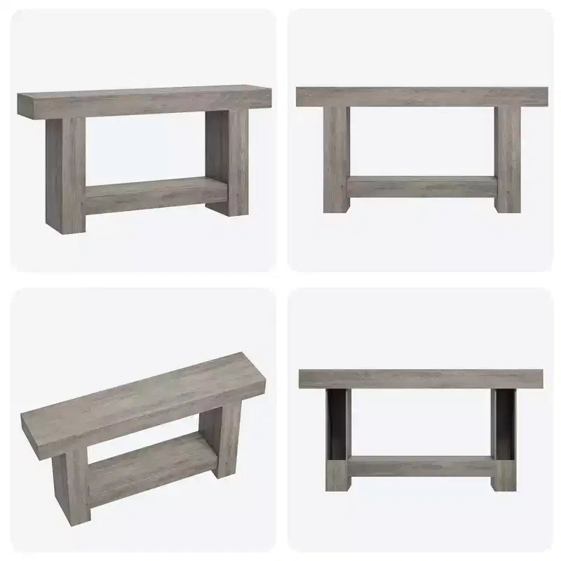 Farmhouse Console Table, 2-Tier Wood Sofa Table Behind Couch Narrow Entryway Accent Table for Entrance, Hallway, Living Room, Foyer