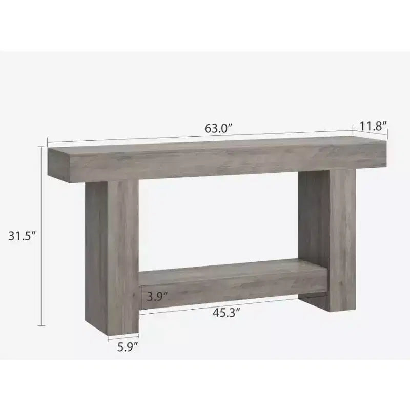 Farmhouse Console Table, 2-Tier Wood Sofa Table Behind Couch Narrow Entryway Accent Table for Entrance, Hallway, Living Room, Foyer