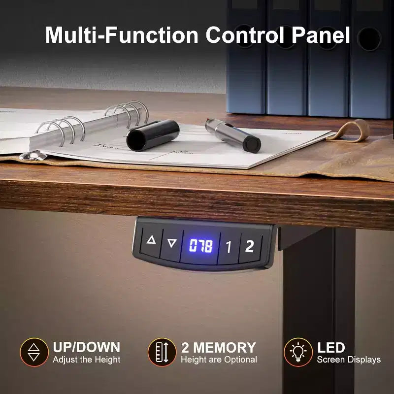 L Shaped Electric Standing Desk 63 Inch Height Adjustable Sit Stand Corner Computer Table Reversible Memory Presets Ergonomic Home Office Desk Brown