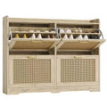 Shoe Cabinet with 4 Flip Drawers - Hidden Wide Wood Shoe Storage Cabinet, Simple and Elegant Freestanding Shoe Rack for Entryway, Hallway, Foyer