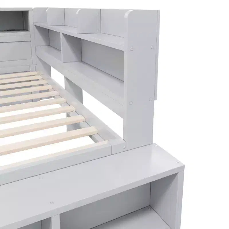 Whisen Full Daybed Frame Solid Wood Daybed with Storage Cabinets, Shoe Cabinet