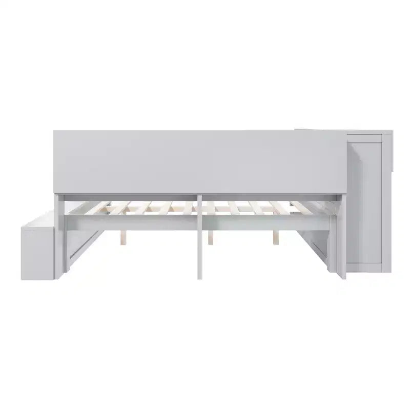 Whisen Full Daybed Frame Solid Wood Daybed with Storage Cabinets, Shoe Cabinet