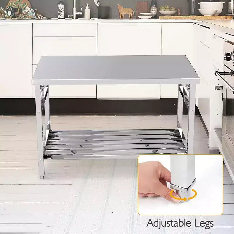 Stainless Steel Folding Table 48x30, Heavy-Duty Commercial Prep with 500 lbs Capacity, Adjustable Undershelf, Easy Assembly for Kitchen