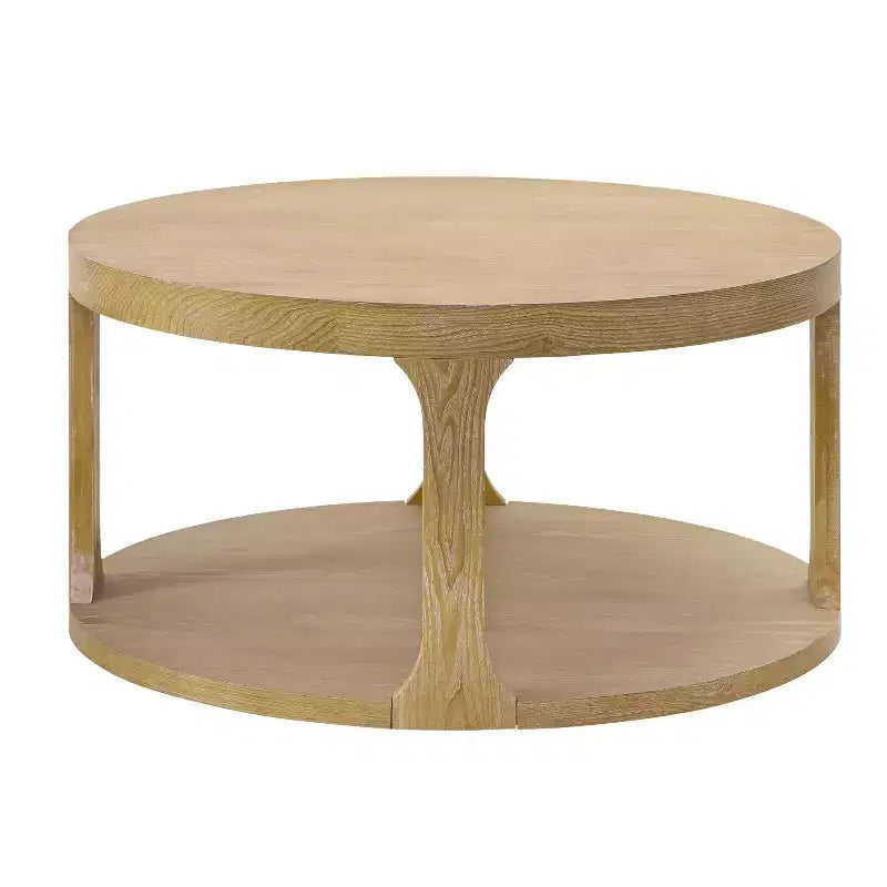 Christopher Knight Home Xochitl Farmhouse Round Wood Coffee Table with 2-Tier Storage Shelf