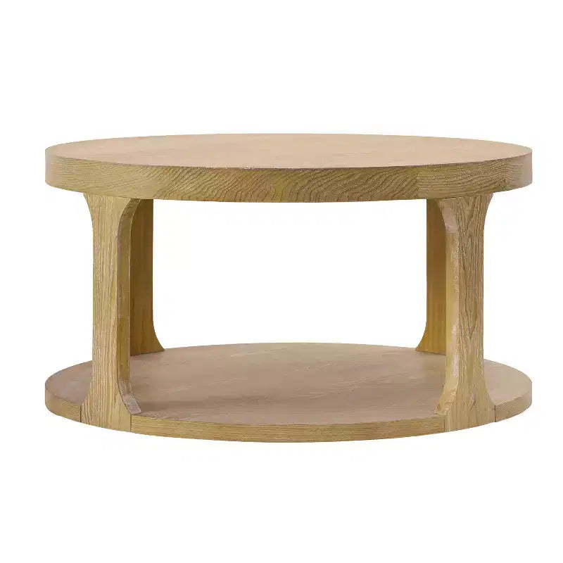 Christopher Knight Home Xochitl Farmhouse Round Wood Coffee Table with 2-Tier Storage Shelf