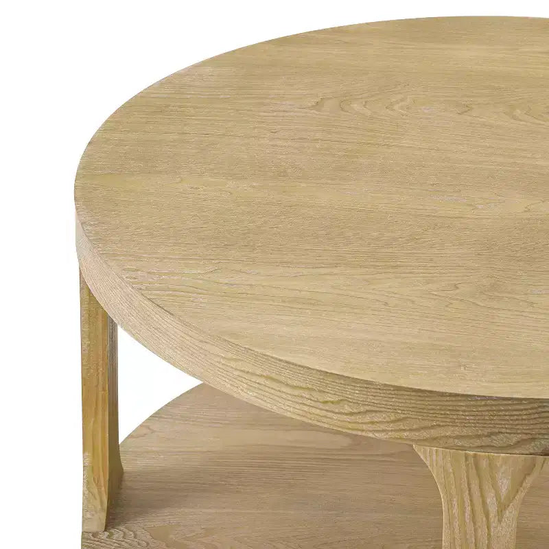 Christopher Knight Home Xochitl Farmhouse Round Wood Coffee Table with 2-Tier Storage Shelf
