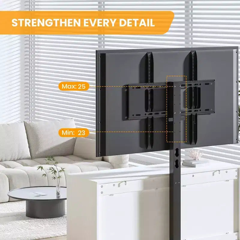 TV Stand with Adjustable Mount for 32-80 TVs  4 Storage Drawers  Wood Media Console Table