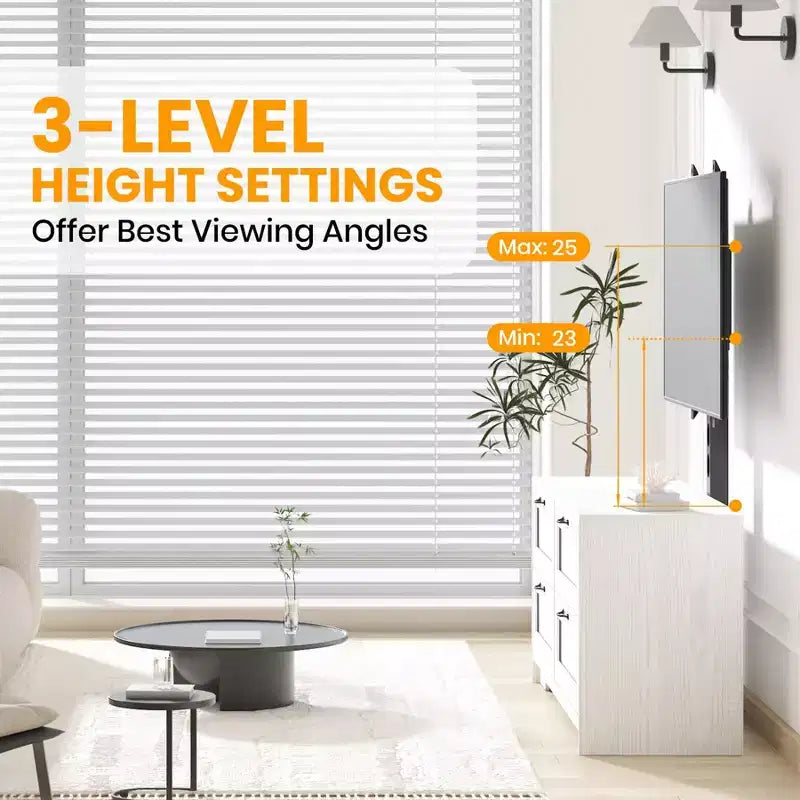 TV Stand with Adjustable Mount for 32-80 TVs  4 Storage Drawers  Wood Media Console Table