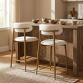 FurnitureR Set of 2 Counter Height Bar Stools with Upholstered Seat & Metal Legs, 26.3 Modern Kitchen Island Chairs with Backrest