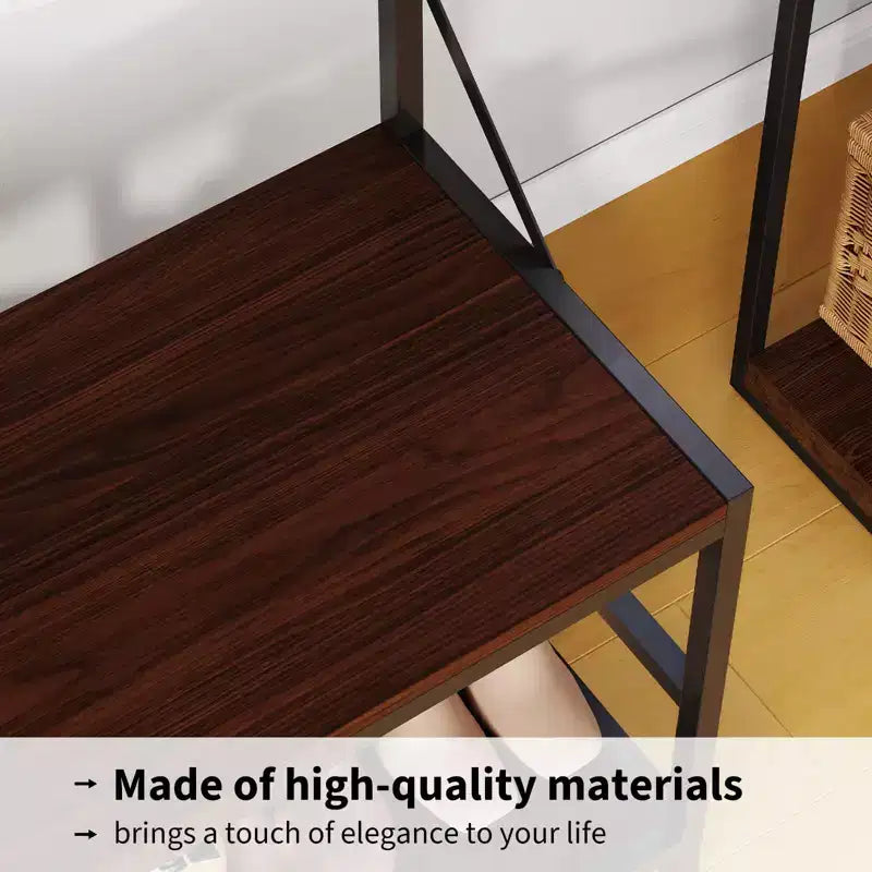 5-in-1 Entryway Hall Tree with Bench, Coat Rack, Adjustable Shoe Storage Shelf, Hanging Rod & 9 Hooks, for Hallway, Mudroom & Bedroom